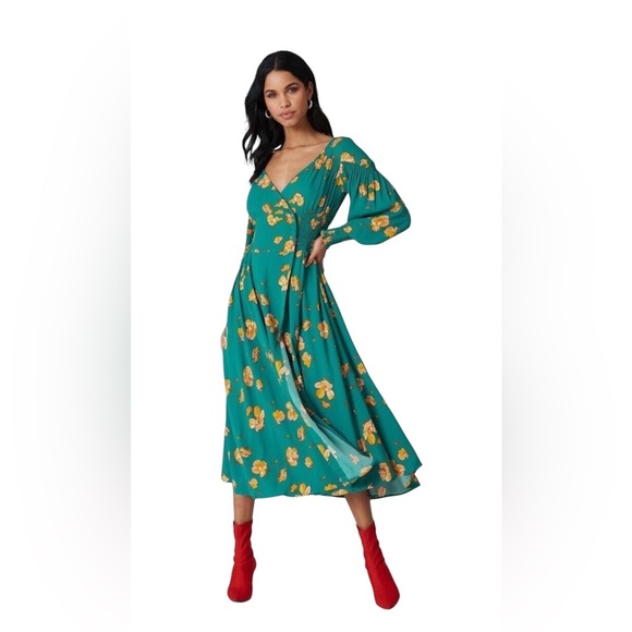 Free People Dresses & Skirts - FREE PEOPLE  So Sweetly Floral green Juniper Midi Maxi Dress Small Cottagecore
